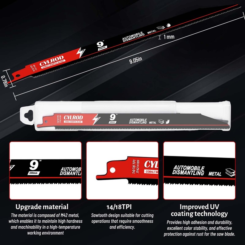 25 Pack 9 in 14/18 TPI Reciprocating Saw Blades for
