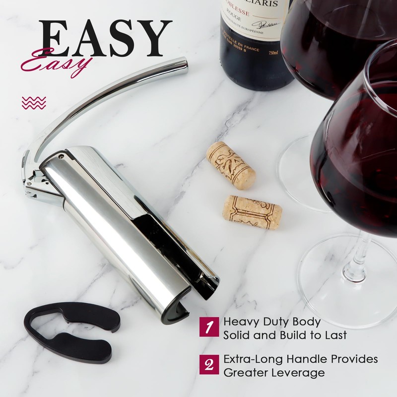 KAYCROWN Wine Opener, Stainless Steel Vertical Lever Corkscrew with Foil