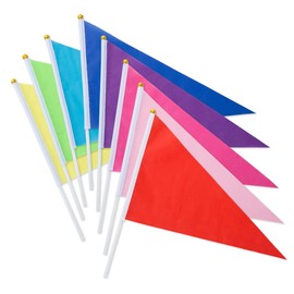 GWHOLE Hand Flag, Triangle Flag, Plastic Stick Set, Colorful, Kindergarten, Events, Olympic Cheer, Sports Festivals, Sports Competitions