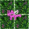 12 Pcs 20"x20" Artificial Grass Backdrop with Pink Neon Sign