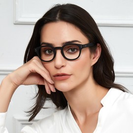 JOOX Vintage Lesebrille mit Federscharnieren, Blau Lesehilfe für Damen und Herren,Blaulichtfilter Leser