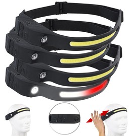 KryoLights Stirnlampe Rotlicht: 4er-Set Akku-Stirnlampen, 230°-Flutlicht, COB- & SMD-LED, 500 Lumen (LED-Stirnlampe aufladbar, Stirnlampe LED Akku USB)