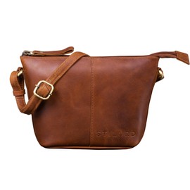 STILORD 'Leila' Mini Handbag Women's Leather Shoulder Bag Vintage Small Bag for Going Out Disco Party XS Modern Shoulder Bag for Women Genuine Leather, Porto - Cognac, S, shoulder bag