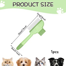 OFFCUP Fellblitz Bürste Selbstreinigende Haustierbürste für Lang- und Kurzhaarpflege, Selbstreinigender Flohkamm für Katze und Hund, Haustierbürste mit Auslöseknopf Katzenbürste (Grün)
