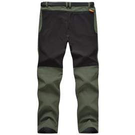 JHMORP Men's Snow Ski Pants Waterproof Softshell Insulated Fleece Lined Winter Work Fishing Outdoor Hiking Pants with Belt (Army Green,CA L)