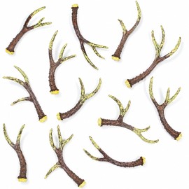 Fun Express - Decoración de mesa de resina de cuernos de ciervo, paquete de 12 unidades, decoración realista de cuernos de imitación para fiesta de Navidad del bosque | Centros de mesa de boda rústica