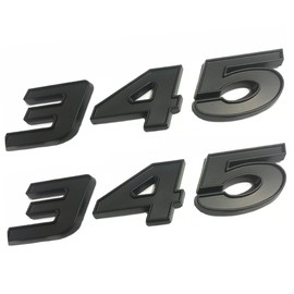 UpAuto 2 pcs 345 Emblem Badge 3D Self-Adhesive Nameplates 345 for Dodge Challenger Chrysle 300c (Black)