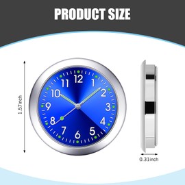 AWGUKA 2 PCS Mini Digital Clock for Car Dashboard - Ultra-Thin Stick-On Car Dash Accessories with Luminous Pointer Display, 12/24H Time Adjustable, Universal Fit for Cars, Trucks, SUVs (Black & Blue)