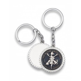 ADCSHOP - Spanish Legion and Christ of the Good Death Crest Keyring - Cristo de Mena - Chrome Zamak - Measures 10.5 cm - Weighs 22.60 grams, chrome, One size