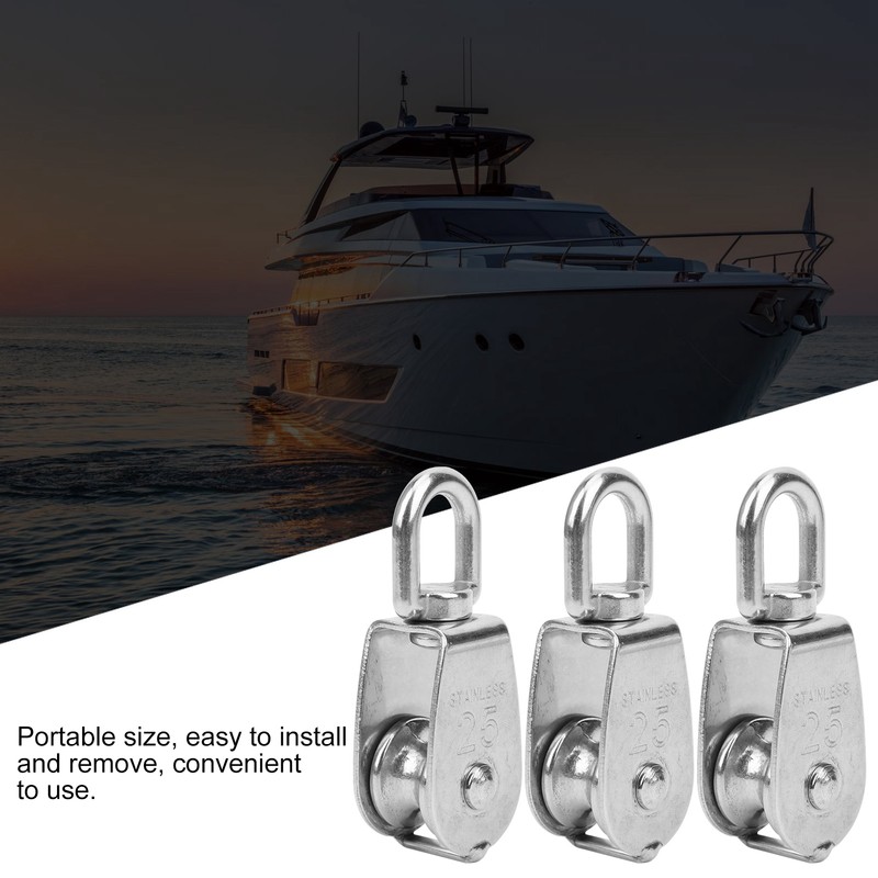 25mm 304 Stainless Steel Heavy Duty Single Wheel Pulley Rigging