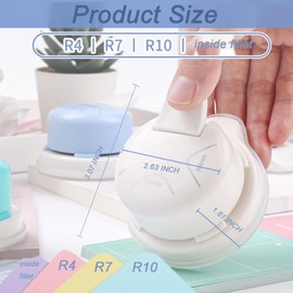 2 Pieces Corner Punch 4 in 1 Corner Rounder Punch Paper Corner Rounder for Making Scrapbooking （R4+R7+R10+Inside Corner） (White and Pink)
