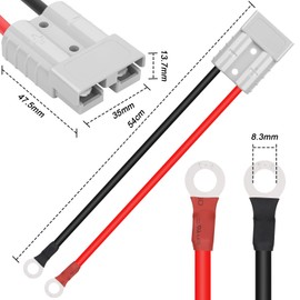 Dongge Battery Connector 50A 600V Plug with O-Ring Battery Connector Cable 10AWG 50cm Cable Charging Plug for Forklift Plug for Trailer Winches for Caravans All-Terrain Vehicle Winch etc.