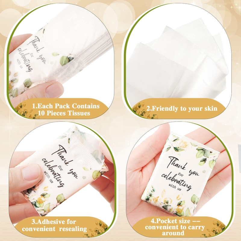 100 Pcs Wedding Facial Tissues Welcome Bags Mini Pocket Tissues