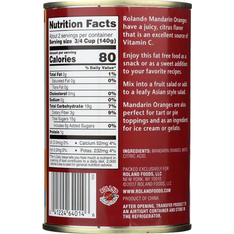 Roland Foods Fancy Whole Mandarin Orange Segments in Water, 14