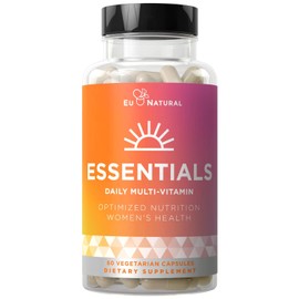 Essentials Multivitamin for Women – 22 Optimized Vitamins for Immunity, Beauty, Brain, Energy, Bones and Heart – Vitamin C, D, E, K, Iron, B6 and DHA - 60 Vegetarian Soft Capsules