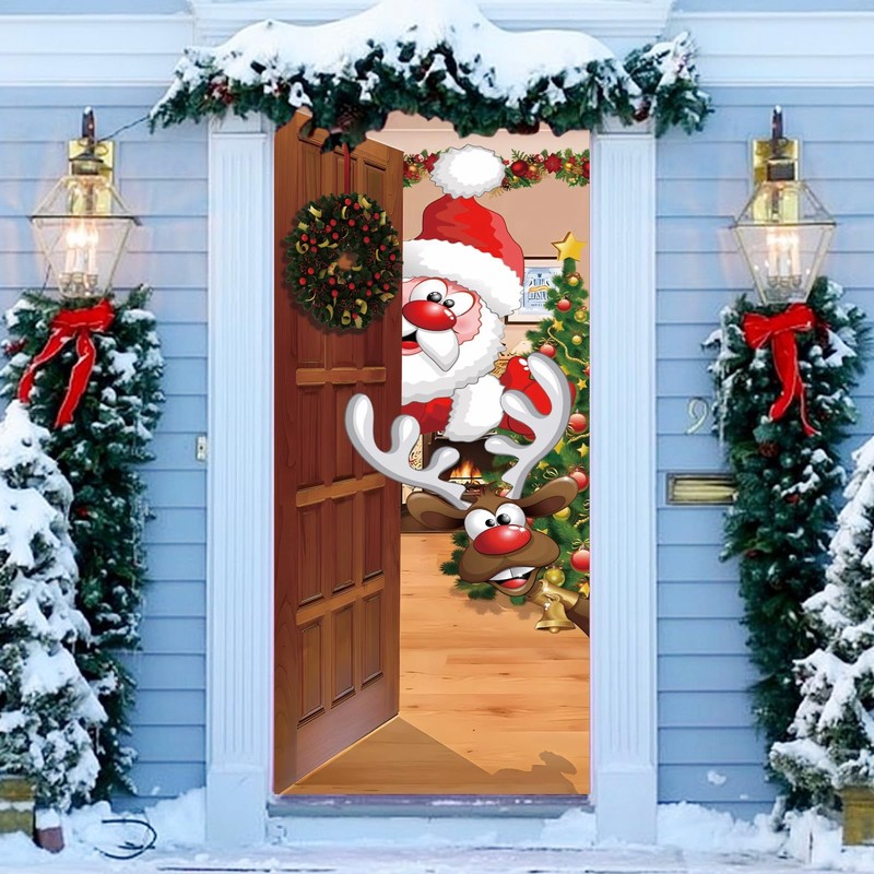 Weihnachten Tür Abdeckung Dekoration, 200 x 90 cm Weihnachtsdeko Tür,