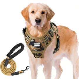EDECOR Arnés para Perro Mediano Grande Pequeño, Pechera para Perro Ajustable con Correa 1.5m, Reflectante Transpirable, Arneses para Perro Sin Tirones para Caminar Viajar