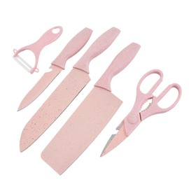 ZINC WEALD Boxed Kitchen Knife Set Block Wheat Straw blades Nonstick for Kitchen Cutting Meat Scissors Ceramic Peeler for Slicing Paring Fruits Vegetables