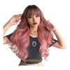 Peluca Larga Ondulada Cosplay Para Mujer Con Flequillo Rosa