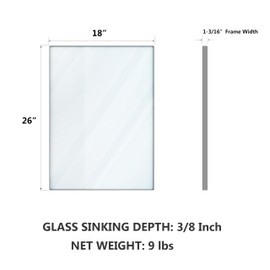 VocalStar Silver Bathroom Mirror, 18 x 26 Inch Square Corner Rectangle Nickel Metal Framed Bathroom Vanity Mirrors for Wall Modern, 1/4-inch Shatterproof Glass | Ultra-Flush Hanging