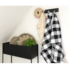 Kitchen Towels, 100% Cotton, Set of 3, Hand Towels, Dish Towels 3 Pack, Tea Dishtowels, Buffalo Plaid Black and White, Cotton Dishtowel Highly Absorbent Lint-Free with Hanging Loop