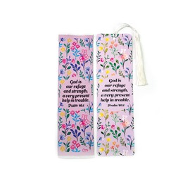 Fabric Bible Bookmark with Bonus Tassel Bookmark - Psalm 46:1: God is Our Refuge and Strength Bible Book Markers - Christian Bookmarks for Women - Religious Bookmarks - Christian Gifts for Women