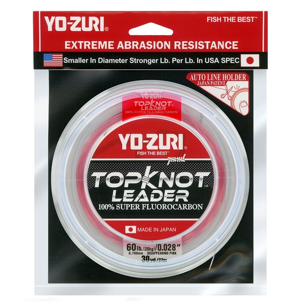 Yo-Zuri Topknot 30 yd Sinking Leader, Disappearing Pink, 60 lb