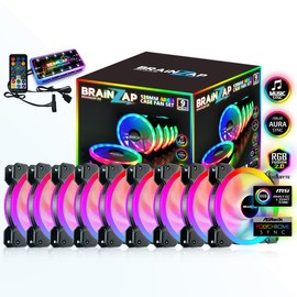 1-10x BRAINZAP 120 mm LED A-RGB/RGB Silent Case Fan Set Including Controller Case Fan MSI Aura Asus Gigabyte Coolmoon (9x Fans + Controller)