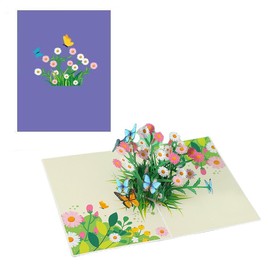Daisy Flowers Card, 3D Pop - Up Greeting Card with Basket and Butterflies 3D Birthday Card for Mother's Day, Valentine's Day, Birthdays &Anniversaries