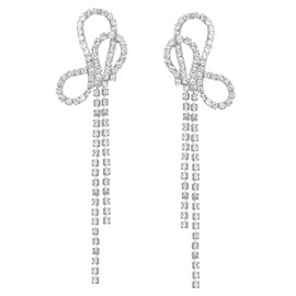 AORHOFJ 1 Pair of Earrings Hanging Crystal Stainless Steel Post Hypoallergenic Statement Earrings Women's Earrings Long Rhinestone Gifts for Women Girls Earrings Silver Hanging Drop Earrings Women