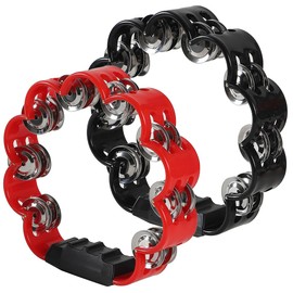 AllBright Tambourine Percussion Karaoke Performing Musical Instruments Banquet Livening Set of 2 Cloud Shapes (Black, Red)