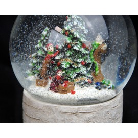 20161 Snow Globe Christmas Tree Decorating Country House Nostalgia Base Wood Look Country Line Round Diameter 100 mm