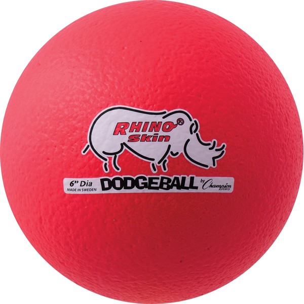 Champion Sports Rhino Skin Dodgeball (Single, Neon Red, 6")