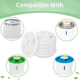 6 Pack Cat Water Fountain Replacement Filters Fit for 3L Flower Water Dispenser Automatic Pet Dog Cat Fountain Filter