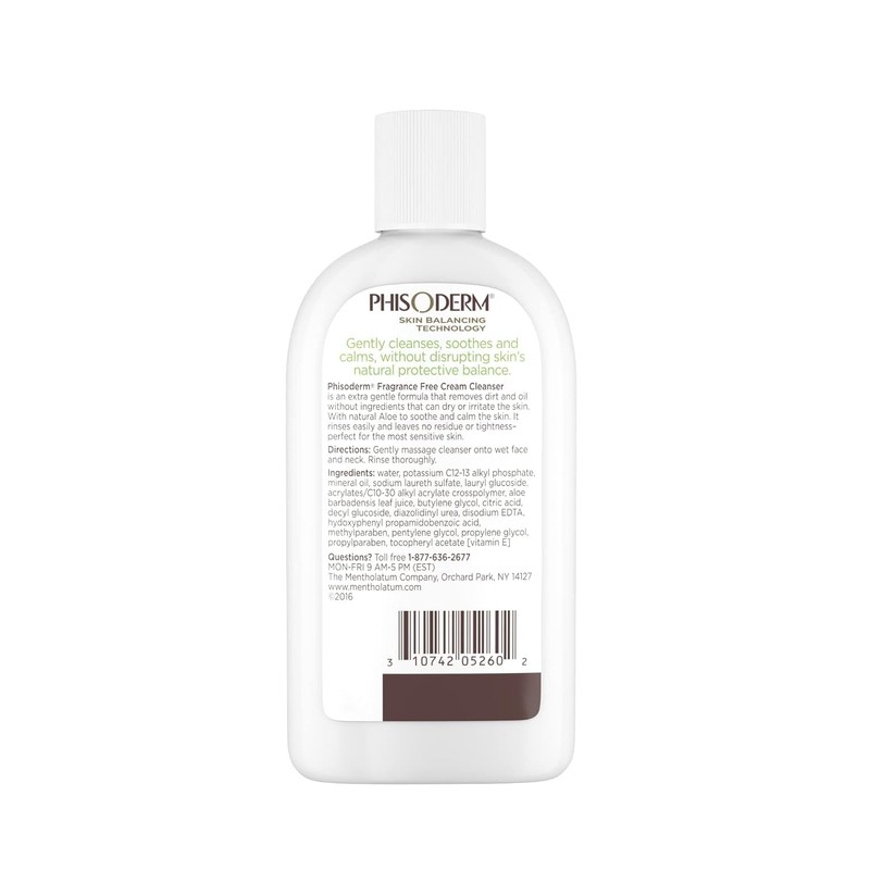 Phisoderm Fragrance Free Cream Cleanser For Sensitive Skin 6 oz