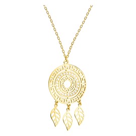 SOFIA MILANI - Women's Necklace 925 Silver with Zirconia Stones - Ornaments Dream Catcher Pendant, Gold, Cubic Zirconia
