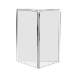 6 Pack Sign Holder 3 Sided Each Side Holds 5" x 7" Menu Advertisements Table Tent Bottom Load Multi Panel Clear Acrylic Counter Small Flyer Display Stand by Marketing Holders