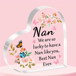 JETTOP Nan Gifts-Gifts for Nan Birthday Christmas Mothers Day Best Nan Ever Acrylic Plaque Gifts