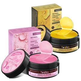 Pack of 2 Collagen Hydrogel Anti-Ageing Eye Mask, 60 Pieces Moisturising Eye Pad Mask, Against Dark Circles, Wrinkles, Dark Circles and Eye Bags, 30 Pairs of Hyaluronic Acid Eye Pads, 24K Gold + Pink