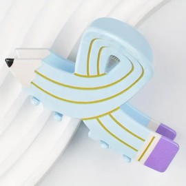 YUEELI Hair Clips for Women and Girls, 3 Pieces Pencil Hair Claw Clips Back To School Hair Clips Large Hair Clips Funny Hair Jaw Barrettes for Women Thin Thick Curly Hair (Black Pink Blue)