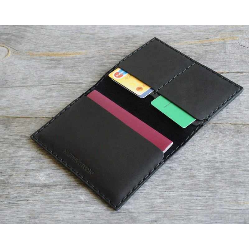 Black Passport Holder, Card Holder, Wallet, Durable Storage of ID,