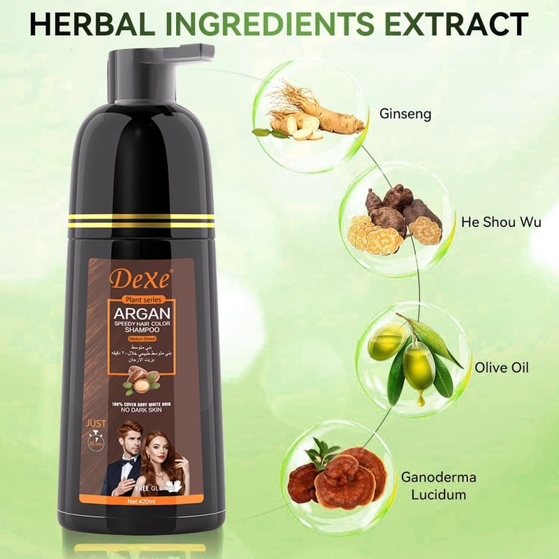 Instant Medium Brown Hair Shampoo 420ml - Semi-Permanent Brown Hair