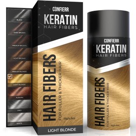 CONFIERR Keratin Hair Fibers for Men & Women - Fill In Fine or Thinning Hair, Instantly Thicker, Fuller Looking Hair (Light Blonde 15g)