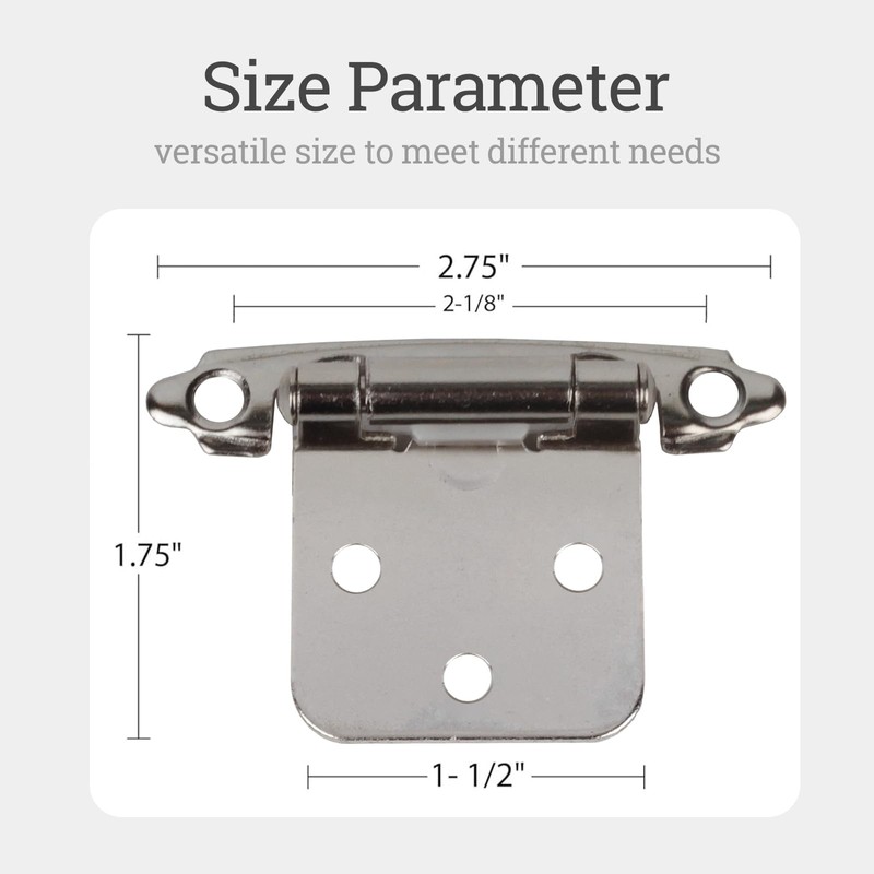 Greoil 50-Pack Cabinet Hinges, 1/2 Inch Overlay, Satin Nickel Semi-Concealed,