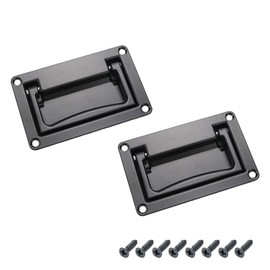 Tsnamay 2Pcs Black Recessed Pull Handle,Zinc Alloy Flush Lift Recessed Door Handle,Heavy Duty Handle for Toolbox Chest Case 4.33"x2.75"/110x70mm