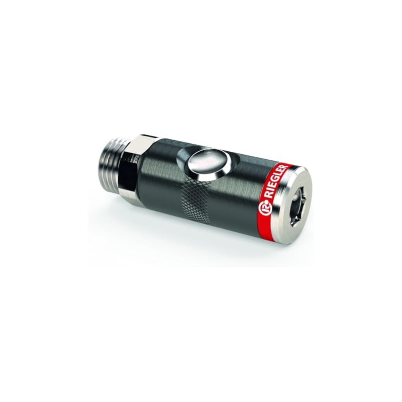 RIEGLER 199982 Push Button Safety Coupling NW 74 G1/4AG -