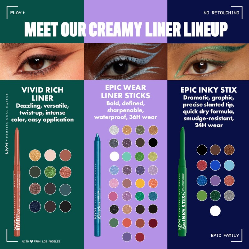 NYX PROFESSIONAL MAKEUP Epic Inky Stix Eyeliner, Mechanical Cream Gel