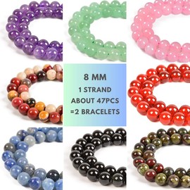 8mm 1 strand(About 47pcs) DIY Crystal Beads (Can Make 2 Bracelets) Every order come with strings, spacers, charms, needles! - Crystal Type: C33.Brown Jasper