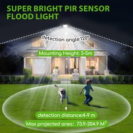 Aigostar 20 W LED Spotlight with Motion Sensor Outdoor, 1650 lm, 6500 K, Cool White, IP65 Waterproof Spotlight, Outdoor Light for Garden, Courtyards, Garage, Hotel