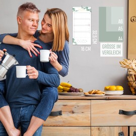 Paarplaner 2026 3 Spalten EUKALYPTUS GOLD Planer für Zwei 2026 STICKER Recycling Urlaub Partnerkalender 2026 16x32,5cm, inkl. Okt-Dez 2025 Wandplaner Paar 2 Personen, Pflanzkalender Flower Deko Gold